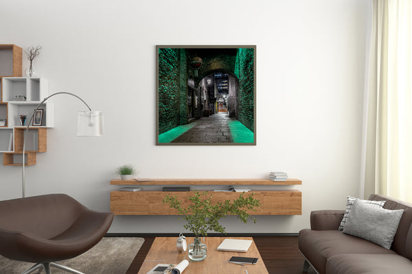 Green lit walkway Dublin Ireland | Photo Art Print fine art photographic print