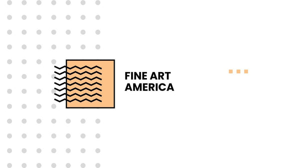 Fine Art America title beside a peach square and black wavy lines