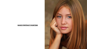 Basic Portrait Painting title beside a painted portrait of a woman resting her face on her hand