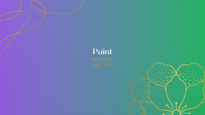 Paint Jewellery Part Two title with gold floral line art over a green and purple background