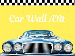 Wall art of cars featuring vintage and classic automobiles