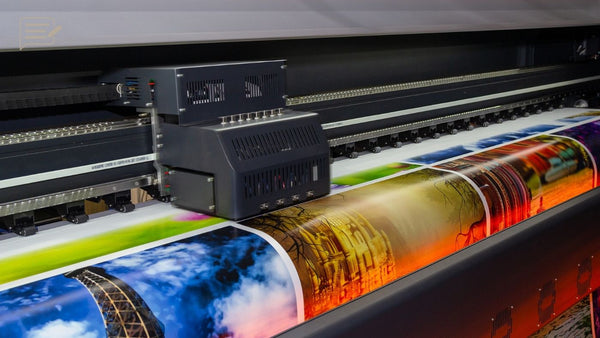 Large-format printer producing a colorful fine art photographic print