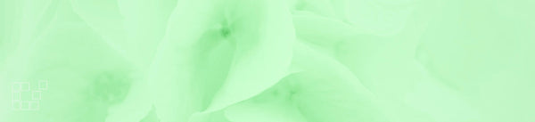 Mint green wall art banner with pale translucent shapes and outlined squares