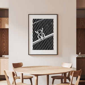 Classic Ford chrome emblem framed by geometric grille bars