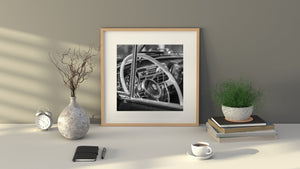 Fine Art photo du cockpit d'une voiture Cadillac d'après-guerre