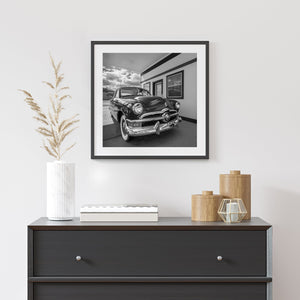 Chrome details on a vintage Ford