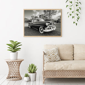 Bright trim follows the doors and curved body of the Chevrolet Bel Air