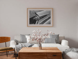 Black and white close up of Cadillac bullet taillights