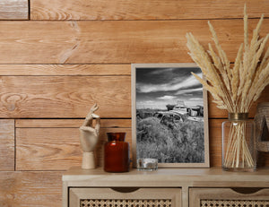 Black and white prairie wall print