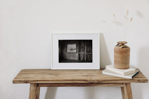 Black and white desert landscape image