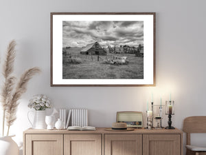 black and white farm photography