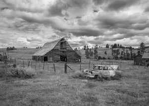 rusted vintage car prairie