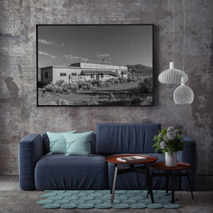 fine art print of old mineral spa structure