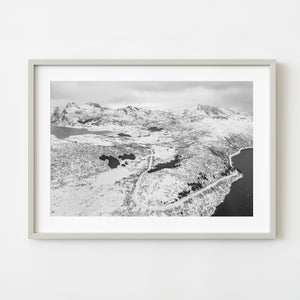 Aerial view of snowy Norway landscape