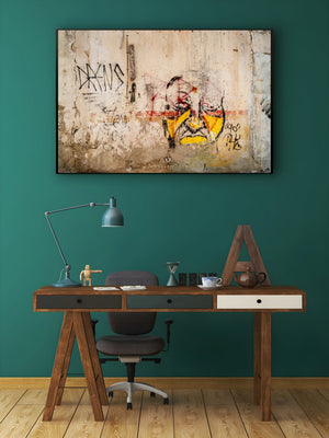 Aged Graffiti Portrait on a Decayed Wall in Willemstad Curacao | Photo Art Print fine art photographic print