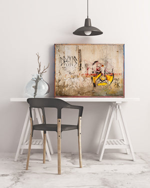 Aged Graffiti Portrait on a Decayed Wall in Willemstad Curacao | Photo Art Print fine art photographic print