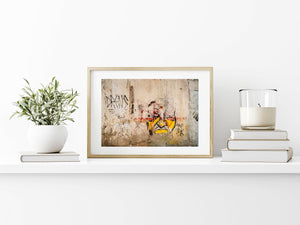 Aged Graffiti Portrait on a Decayed Wall in Willemstad Curacao | Photo Art Print fine art photographic print