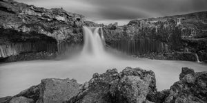 Fine Art‑print Aldeyjarfoss IJsland zwart-wit