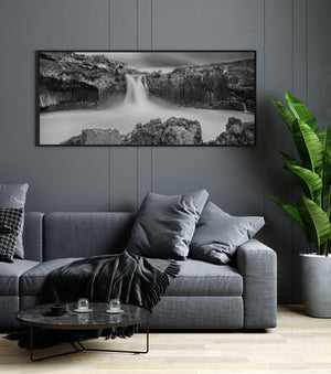 Monochroom waterval Wandkunst Iceland