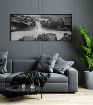 Monochrome Waterfall Wall Art Iceland