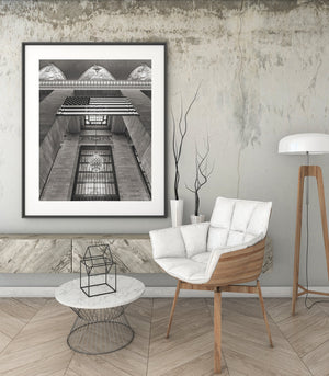 Fine art print of American flag in historic NYC terminal