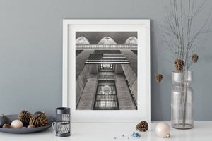 Symmetrical architecture and flag at Grand Central