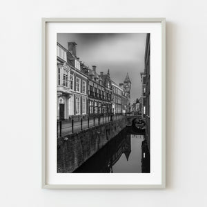 Dutch canal in Amersfoort black and white