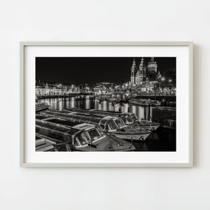 Amsterdam black and white canal photo print