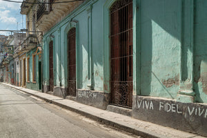 Havana Turquoise Facade and Fidel Graffiti Street Photography