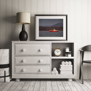 Calm waters around Ushuaia during sunset hours