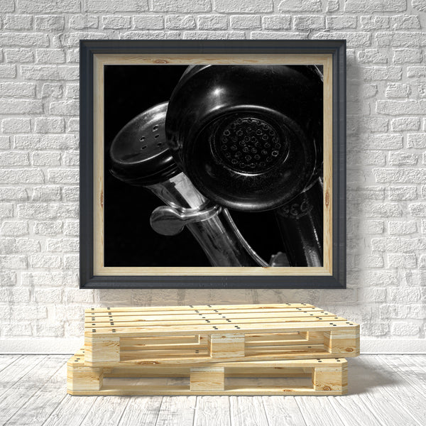 Detail of antique rotary phone – black and white wall art