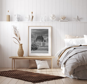 Timeless view of Château Frontenac in Quebec – black and white