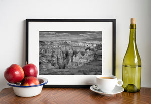 Arizona Canyon Cliffs Beneath Clouds Black and White Wall Art