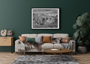 Arizona Canyon Cliffs Beneath Clouds Black and White Wall Art