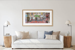 Vibrant wall mural on Oslo's historic warehouse