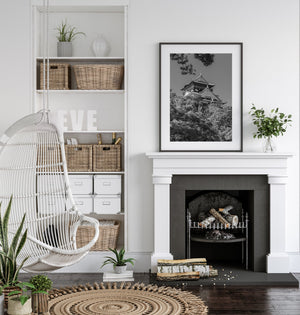 Japanese fortress black and white fine art