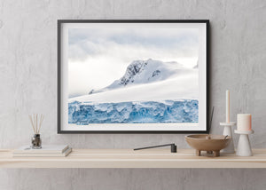 Beautiful snow covered ice cliffs in Antarctica | Photo Art Print fine art photographic print