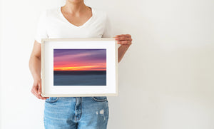 Vibrant sunset horizon along the California shoreline