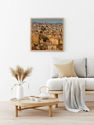 Square colour cityscape of Beyoğlu homes gathered beneath a strip of sky