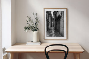 Black and white narrow lane Dubrovnik Croatia | Photo Art Print fine art photographic print
