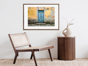 Tuscany Blue Door and Ochre Plaster Architectural Photo Print