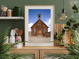 Holzkirchenarchitektur aus dem 19. Jahrhundert in Bodie, Kalifornien