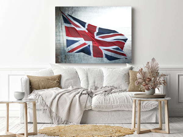 British flag in motion with vintage effect – patriotic art