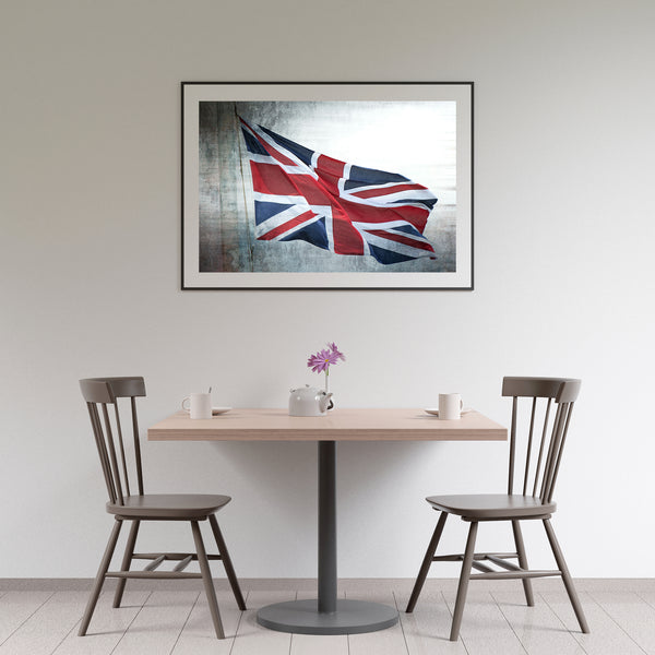 Close-up of British flag in motion – textured wall art