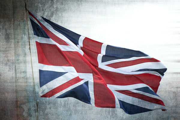 Waving Union Jack with grunge texture – wall art print