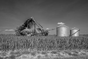 Black and white rural Indiana barn photo