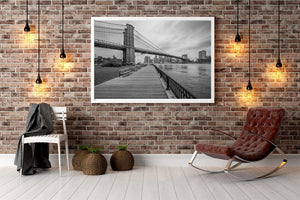 Geen mensen op de promenadefoto van Brooklyn Bridge