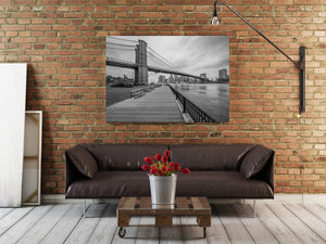 Historical New York landmarks in black and white