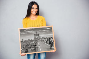 Urban photography of Brooklyn Bridge in black and white
