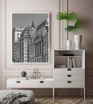 Vertical Buenos Aires building photograph with detailed facades and open sky.